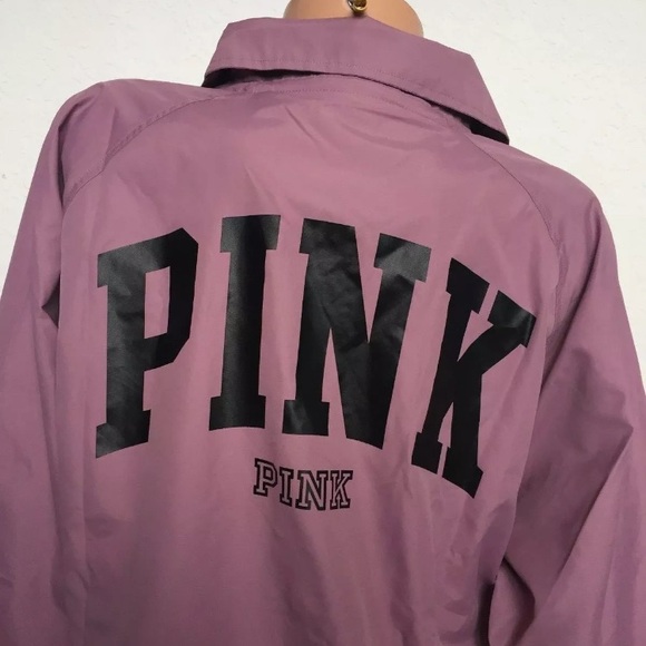 VS Pink Mauve Black Snap Front Lined Coach Jacket - Picture 3 of 7